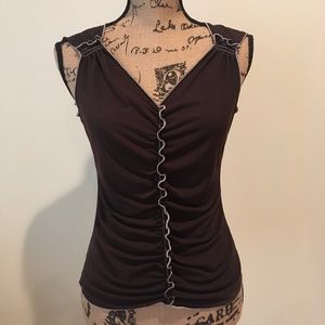 Chocolate brown ruffle tank Max Studio S